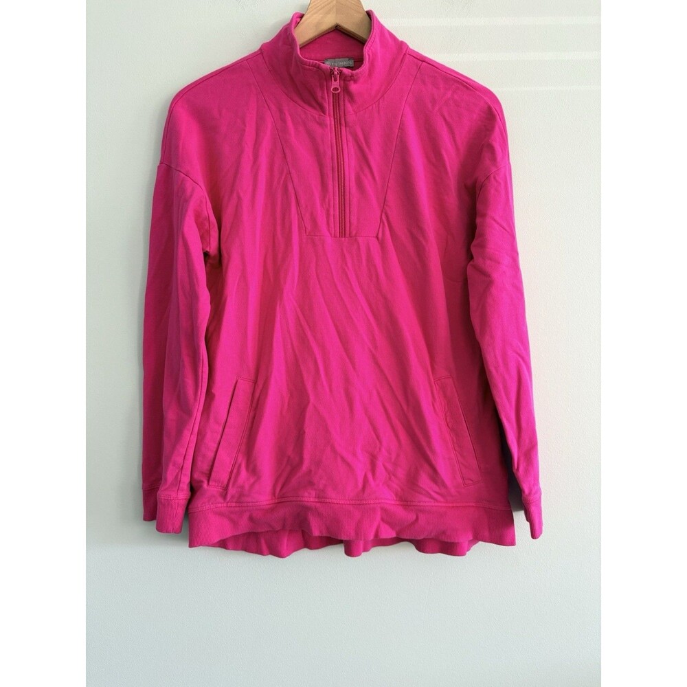 T by Talbots Jacket Womens Small Pink Athletic Track 1/4 Zip Stretch Athleisure